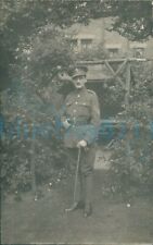 WW1 Army Pay Corps Soldier Sergeant photo in garden pace stick