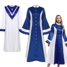 Womens Flared Sleeve Choir Clergy Liturgical Dress Minister Pastor Church Robe