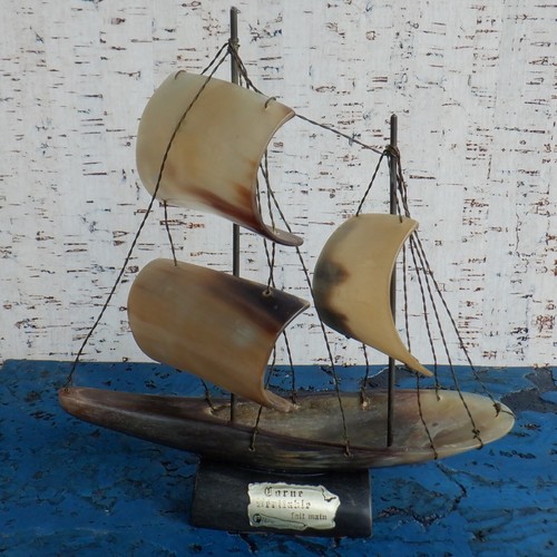 Vintage horn ship model - vintage,