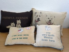 Four Westie CushionDog 2Portrait Linen,2 Embroid Cover Filled Cushion Home Decor