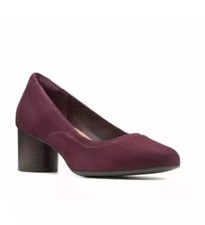 Clarks Un Cosmo Step aubergine suede Court Shoes (UK 3.5 E) Wide fit
