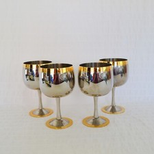 Zepter 18/10 Steel & 24k Gold Plated Wine Goblets X 4 Silver Gold