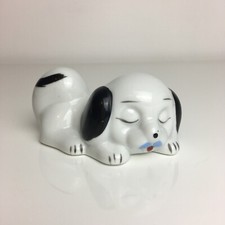 Vintage Ceramic Shih Tzu Pekingese Sleeping Puppy Dog Figurine Japanese Chinese