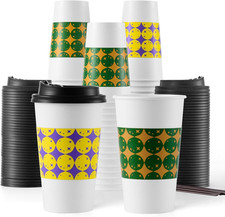 48 PACK 16OZ Disposable Coffee Cups with Lids, Sleeves and Stirrers, to Go Coffe