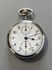 Antique 16s Breitling Montbrilliant Military Dial  Chronograph Pocket Watch Nice