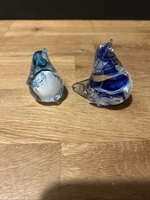 2 X Small Glass Bird Ornaments