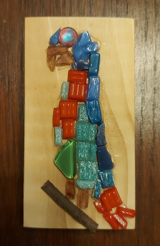 Parrot mosaic ornament wood - parrot,