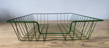 Vintage Dark Green Wire Office Letter Filing Tray Basket 80s Original Retro