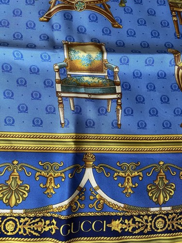 Gucci silk scarf blue gold - blue, &