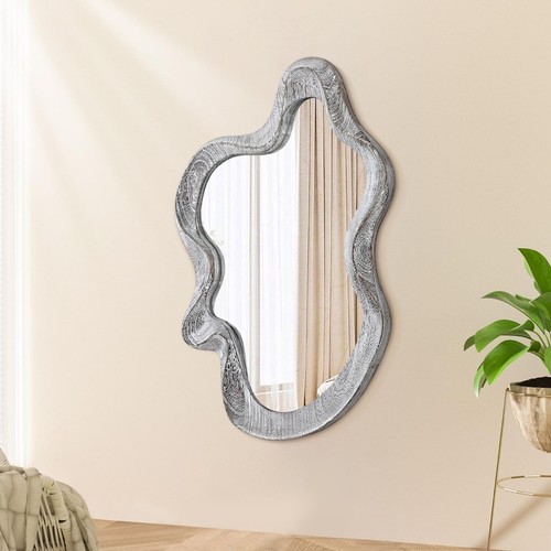 Irregular mirror wooden framed - irregular,