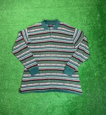 The Sweater Shop Golf Vintage 90's AOP Long Sleeved Knit Polo Shirt, size Large