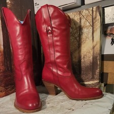 Womens Red Leather Cowboy