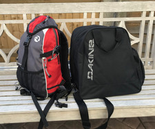 Dakine ski-boot bag 30L black, Rossignol 25L ski-rucksack red/grey/white/black