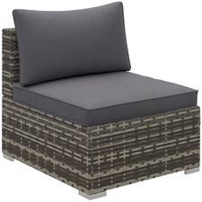 Outsunny Outdoor Rattan Single Middle Sofa w/ Cushion Dark Grey, Refurbished