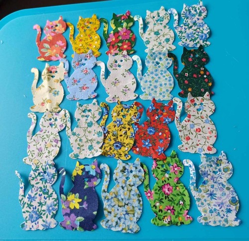 Country floral cats - floral, fabric