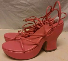 MISSGUIDED HOT PINK HEELED PLATFORM STRAPPY SANDALS SHOES SIZE 7 EU 40 RP £34.99