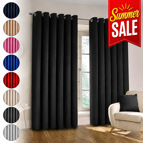 Plain blackout eyelet curtains - blackout,