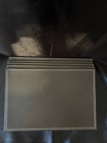 Leather brown placemats set - leather,