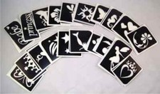3ply glitter tattoo stencils - pack of 3 - over 100 designs - reusable
