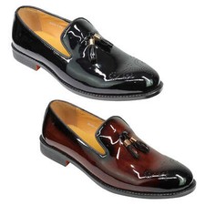 Mens Black Real Leather Patent