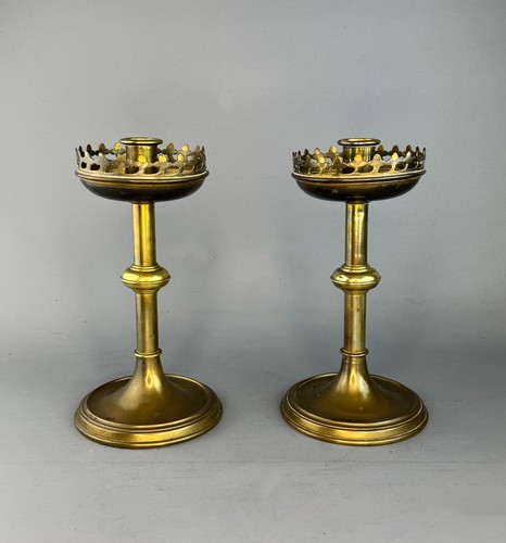 Pair victorian gothic brass - of,