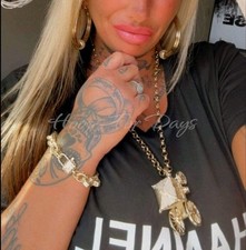 Womens XL Gold Gypsy Wagon Pendant On Belcher Chain 28" Length 9ct Gold Filled