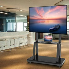 Solid Mobile TV Trolley Rolling TV Floor Stand Mount Up 100" Screens Smartboard