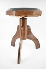 Round Dark Wood Piano Stool