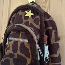 Kipling Monkey Backpack Travel Bag Brown Print Limited Edition + Monkey Keychain