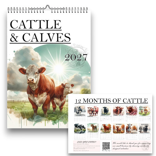 Cow calendar 2027 - calendar, 2027-a4
