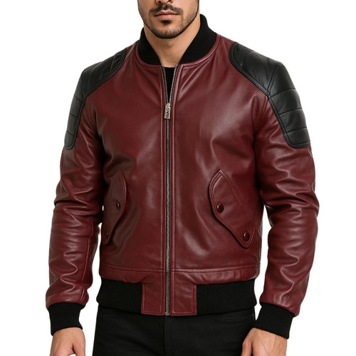 Men genuine leather jacket - leather,