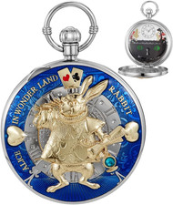 Pocket Watch Music Box Hand Crank Playing Music Quartz Pocket Watches with Chain