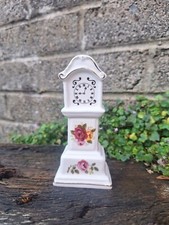 Vintage Fine Bone China Cottage Rose Grandfather Clock Ceramic Ornament