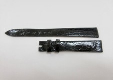 Piaget 12/10mm Black Shiny Flat Profile Leather Watch Strap Genuine OEM Part