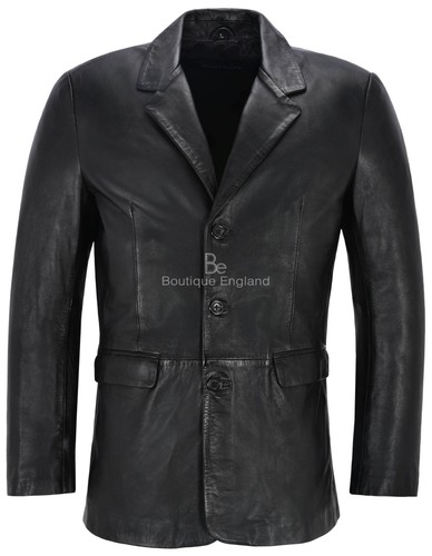 Mens leather blazer black - mens,