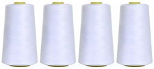 Overlocking Thread Polyester Industrial Sewing Machine 5000 Metr x 4 Cones WHITE