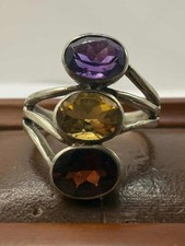 Quality 925 Sterling Silver Multi-Gemstone Set Ring • 5.88 Grams • Size - S