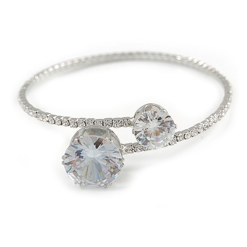 Delicate silver tone clear - silver,