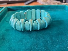 Southwest Chunky Faux Turquoise Stretch Bracelet Boho Shrimp Style Blue Howlite
