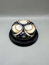 Moorcroft 11cm Ceramic Paperweight On Wooden Plinth. Hand Painted Tube Lined