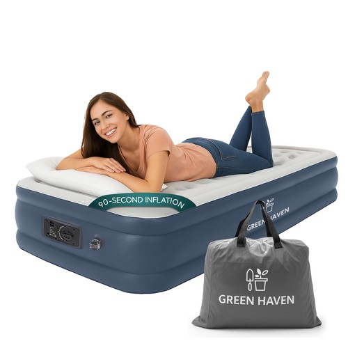 Raised single air bed with - raised,