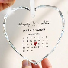 Personalised Wedding Day Gift For Bride Groom Date Calendar Heart With Gift Bag