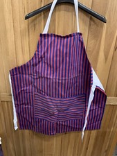 Jonelle Cotton Striped Apron Adults Claret & Blue New Seconds C2