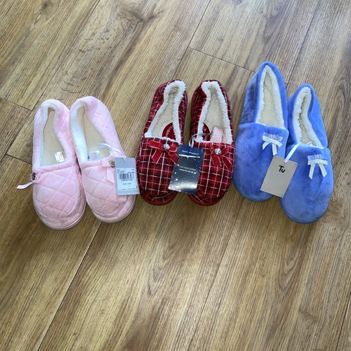Three pairs ladies slippers - pairs,