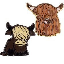 2PCS Highland Cow Hard Enamel