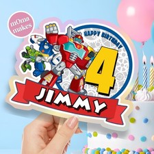 Transformers rescue bots cake topper - personalised birthday party