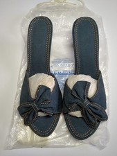 Avon Denim Bow Slide Mules NIB