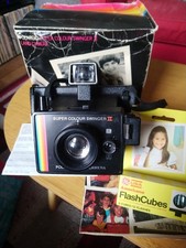 Polaroid Super Colour Swinger II Land Camera with Box Flash Cubes & Instructions