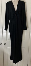 Ladies Zara Size L  Black Flared Leg  Playsuit  Jampsuit VGC!.