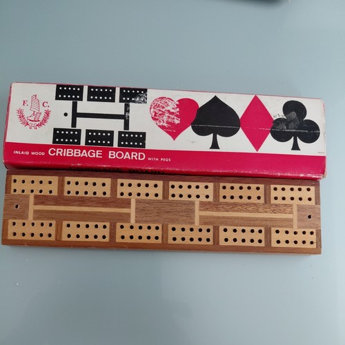 Vintage cribbage board with - vintage,